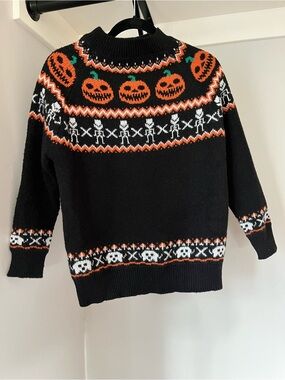 Women's Black Halloween Pumpkin Crewneck Sweater